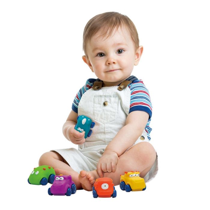 Tachan Set de 5 Coches Mini Monstruos Goma Blandita Rueda Libre +12 Meses 3