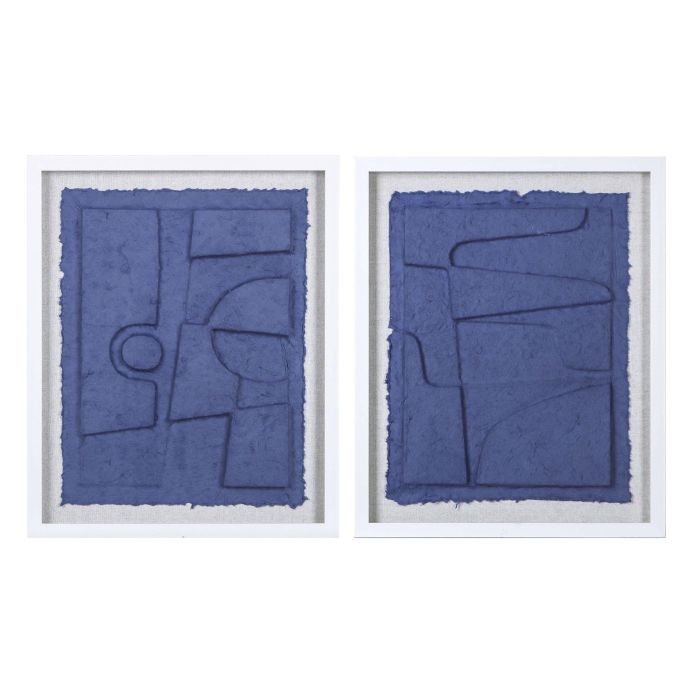 DKD Home Decor Cuadro Decorativo Urban Abstracto Azul Blanco 55x45 cm de Cristal y Papel Mache Set de 4 Unidades DKD Home Decor Cuadro Decorativo Urban Abstracto Azul Blanco 55x45 cm de Cristal y Papel Mache Set de 4 Unidades