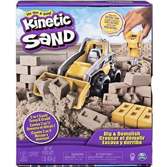 Kinetic Sand KIN0778988543641 Set de Construcción de Arena Cinética – Excava y Demuele con 454g de Arena Natural