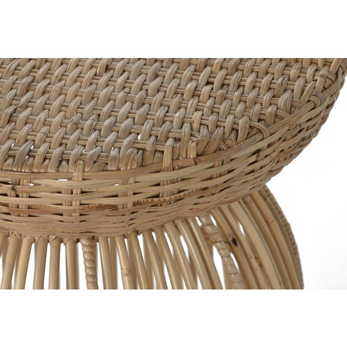 DKD Home Decor Mesita Auxiliar Balines Natural Ratan y Acero 43 x 50 x 43 cm 2