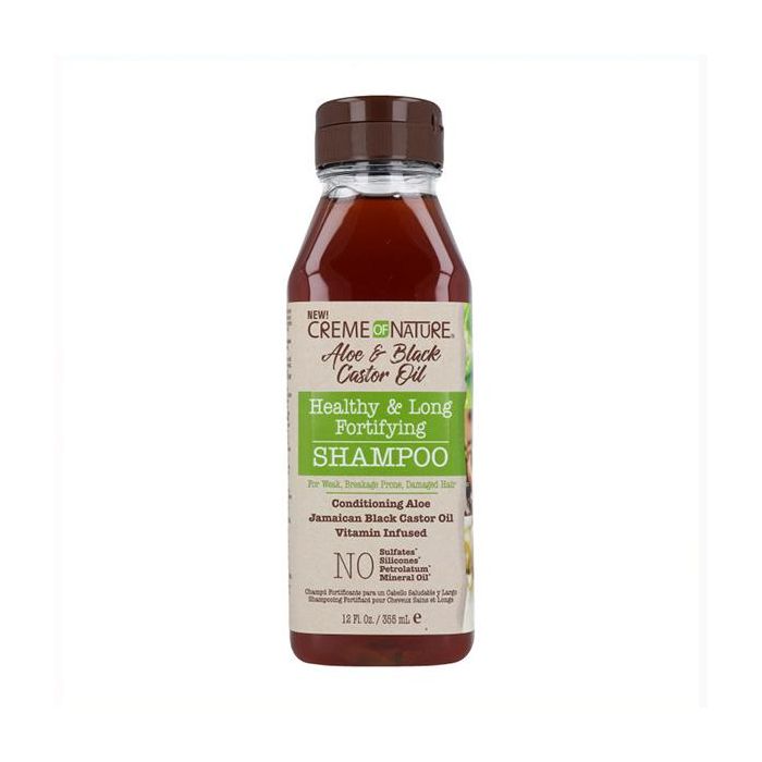 Creme of Nature Champú Fortificante con Aloe y Black Castor 355 ml - Limpia y mejora la fuerza del cabello