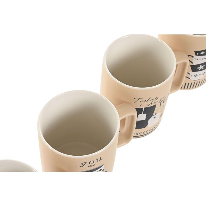 Mug Scandi DKD Home Decor Beige Negro 8 x 10.8 x 11 cm (12 Unidades) 2