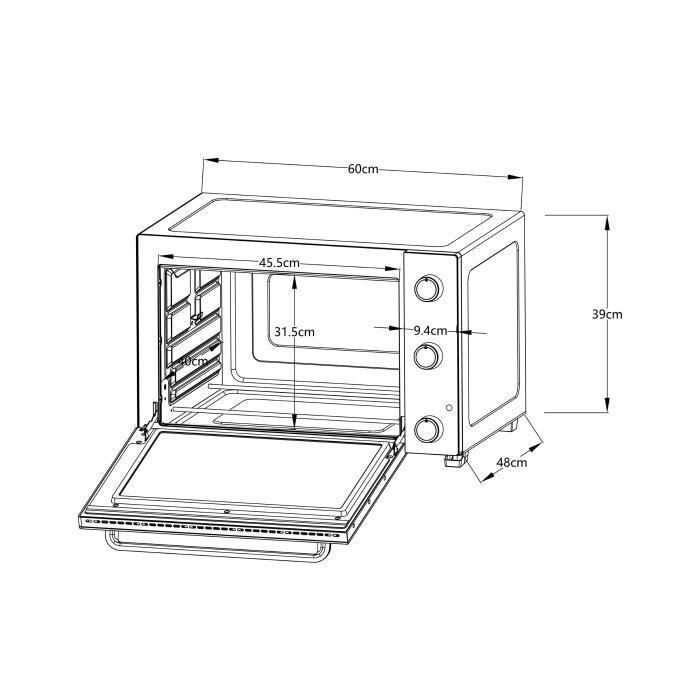 Continental Edison CEMF60B3 Mini Horno Eléctrico de Convección Natural Negro L60 x H39 x P48 cm 4 Continental Edison CEMF60B3 Mini Horno Eléctrico de Convección Natural Negro L60 x H39 x P48 cm 4