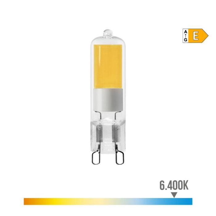 Edm Bombilla G9 LED 5W 575LM 6400K Luz Fría Cristal, 25000H, Clase E, Ángulo 270°