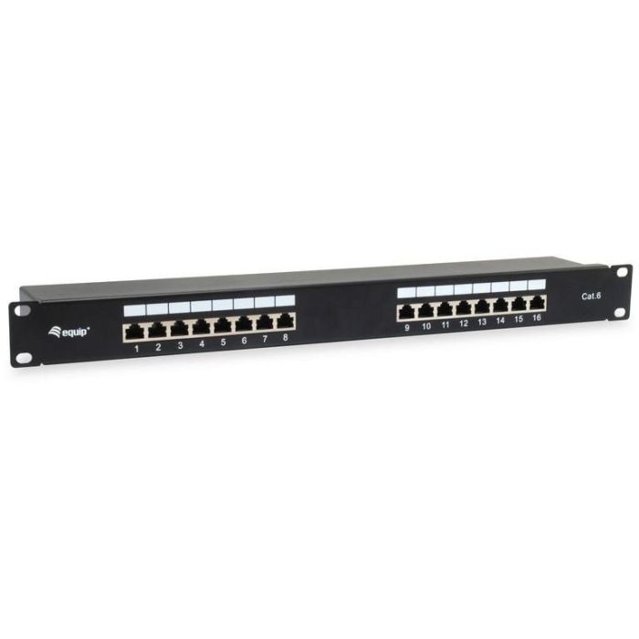 Equip Patchpanel 16x RJ45 Cat6 19" 1HE FTP ISO/IEC Negro