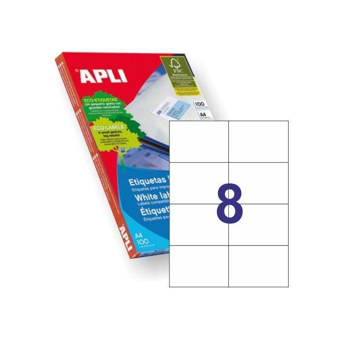 Etiqueta Adhesiva Apli 1279 Tamaño 105x74 mm Para Fotocopiadora Laser Ink-Jet Caja Con 100 Hojas Din A4 Etiqueta Adhesiva Apli 1279 Tamaño 105x74 mm Para Fotocopiadora Laser Ink-Jet Caja Con 100 Hojas Din A4