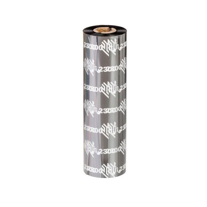Zebra 2300 Wax Ribbon, 110mm x 74m (4.33inx242ft), para impresoras Zebra de escritorio, etiquetas y códigos de barras en papel