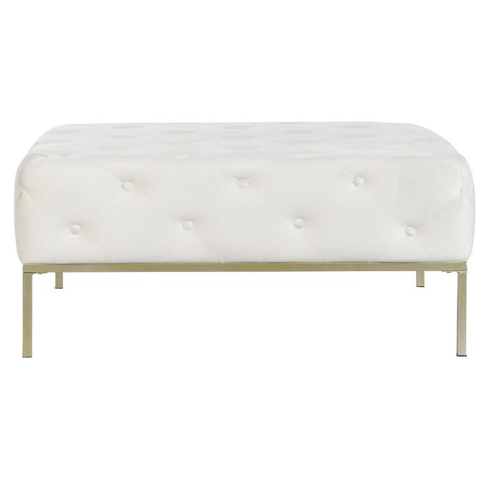 Banqueta DKD Home Decor Blanco Dorado Metal 100 x 100 x 45 cm 4