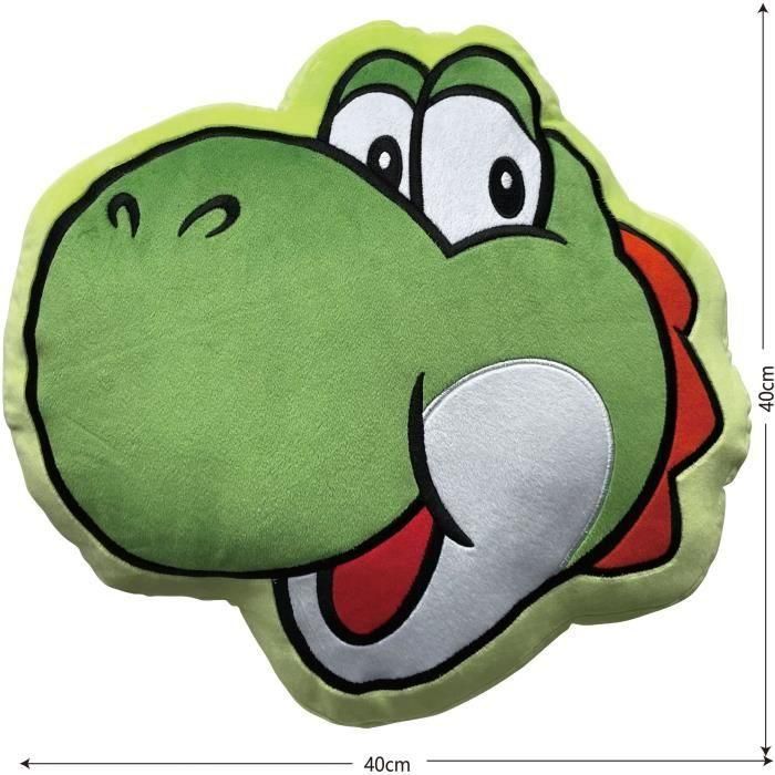 Cojín 3D - MARIO BROS - Cara de Yoshi - Microfibra - 40 cm 3