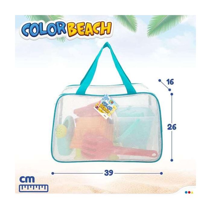 Color Baby Cubo de Playa Castillo 18cm con Palas 27cm, Regadera y 5 Moldes en Bolsa 5