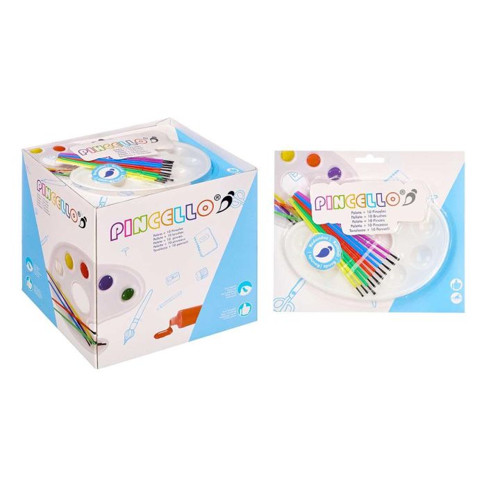 Juego 10 Pinceles Y Paleta Pinturas Pincello 24X20CM (48 Unidades) 2 Juego 10 Pinceles Y Paleta Pinturas Pincello 24X20CM (48 Unidades) 2