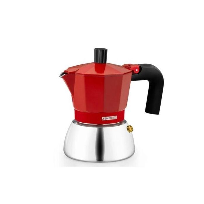 Monix M863106 Cafetera Italiana Induction Inox 6 Tazas Roja, Cuerpo Aluminio y Base Acero Inoxidable, Compatible Inducción Monix M863106 Cafetera Italiana Induction Inox 6 Tazas Roja, Cuerpo Aluminio y Base Acero Inoxidable, Compatible Inducción