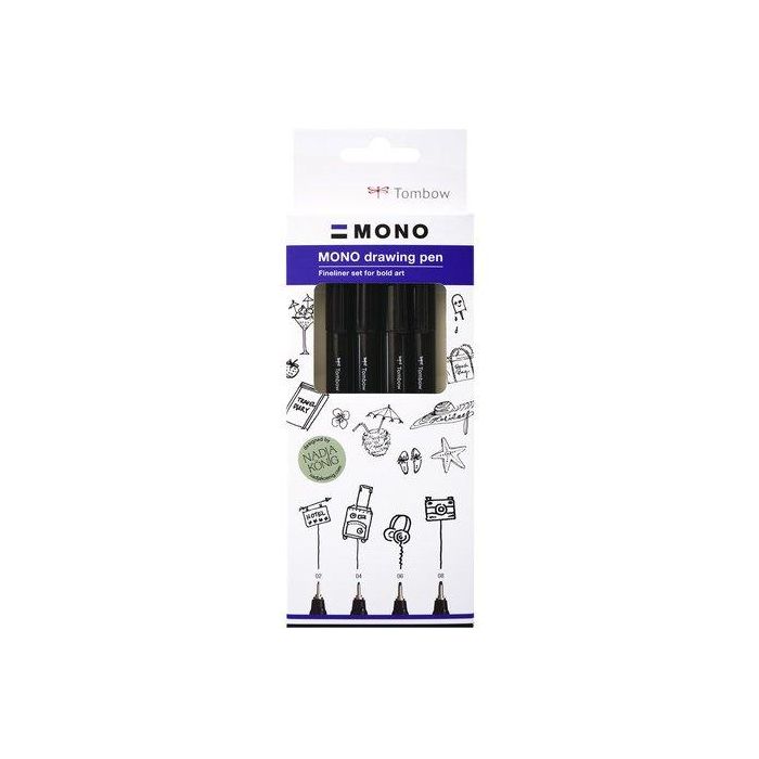 Rotulador Calibrado Tombow Mono Drawing Pen Punta Fina Negro Pack De 4 (02, 04, 06, 08)