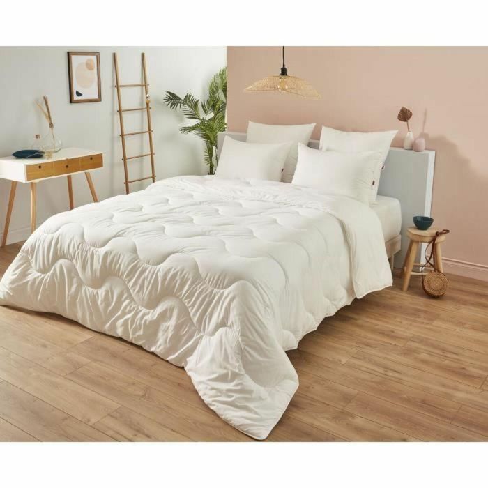 Edredón 220x240 cm DODO CHAMPS DE LIN - Cálido - 450g/m² - Edredón para 2 personas - Suave y Cálido - Antiácaros Antibacteriano - Blanco 3