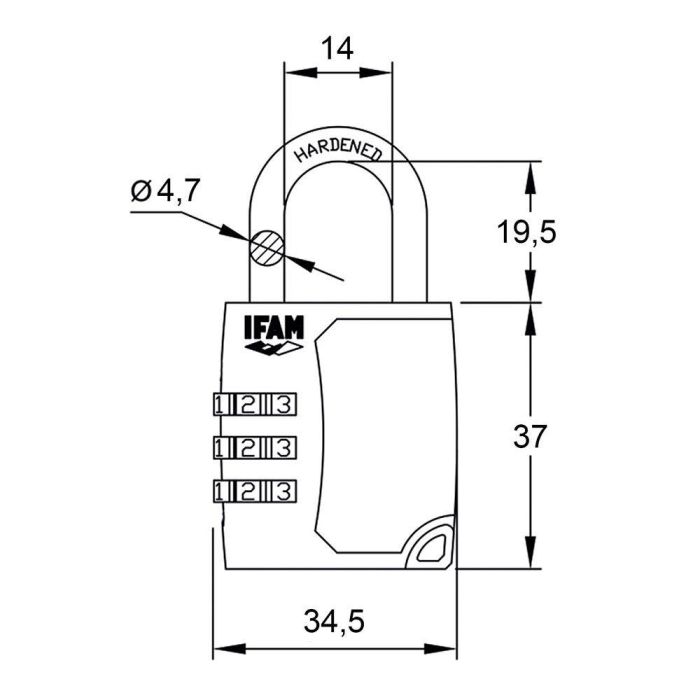 Ifam Candado C35s Zinc 34,5mm con Combinación Arco ø4,7mm
