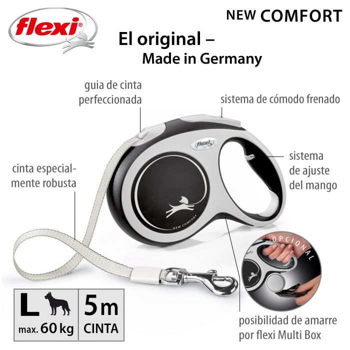 Correa Flexi New Comfort L Cinta 5M Negro Correa Flexi New Comfort L Cinta 5M Negro