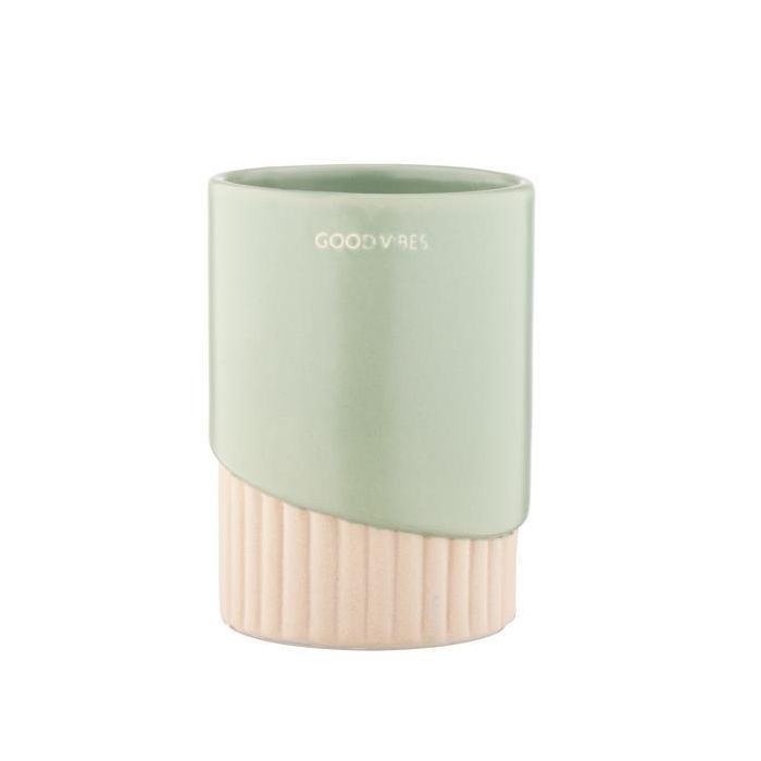 Vaso  DKD Home Decor Verde Crema 8 x 11 x 8 cm (6 Unidades)