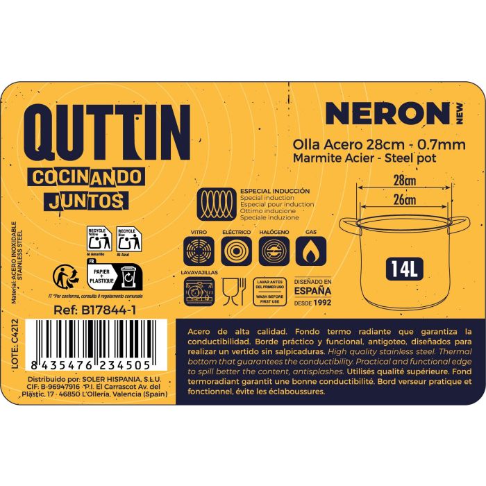 Olla 28Cm(14L) Acero Ind. C/T "New Neron (4 Unidades) 5 Olla 28Cm(14L) Acero Ind. C/T "New Neron (4 Unidades) 5