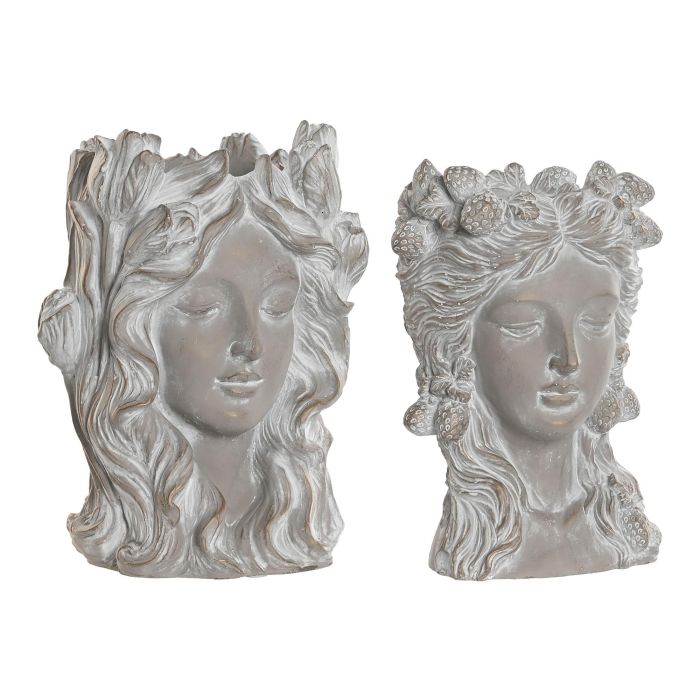 Macetero Shabby DKD Home Decor Gris 18 x 28 x 21 cm (2 Unidades) Macetero Shabby DKD Home Decor Gris 18 x 28 x 21 cm (2 Unidades)