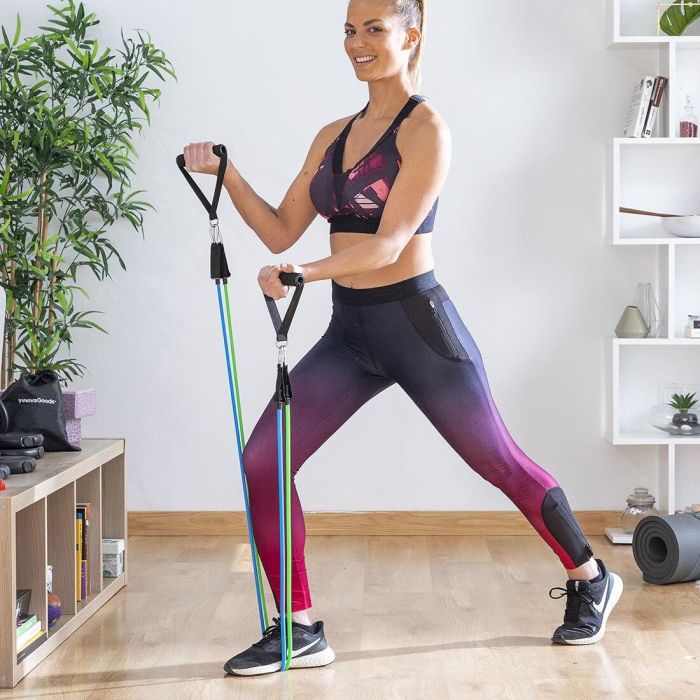 Set de Bandas de Resistencia con Accesorios y Guía de Ejercicios Tribainer InnovaGoods 3 Unidades 16