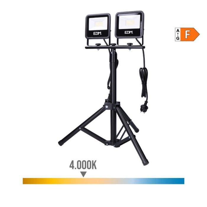 Edm Foco proyector led con trípode Black series 2x30W 2x2370lm 4000K luz día IP65 0 Edm Foco proyector led con trípode Black series 2x30W 2x2370lm 4000K luz día IP65 0