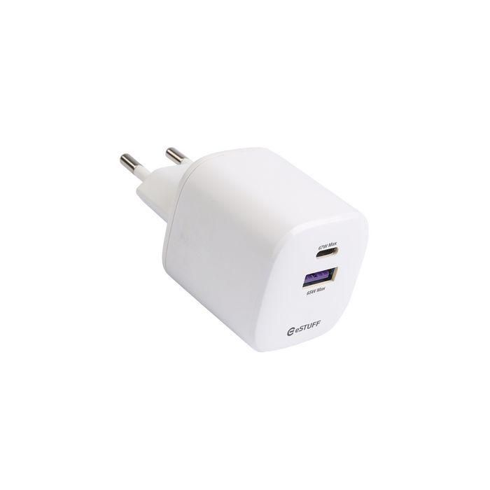 eSTUFF Cargador INFINITE USB-C EU PD 67W GaN - 98% Plástico Reciclado - Blanco para Smartphones y Tablets 3