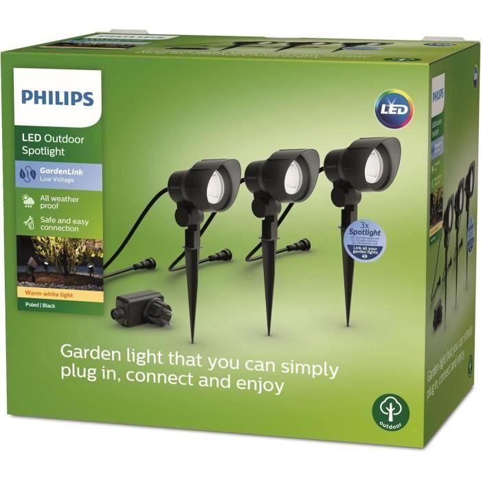 Pack de 3 focos de exterior PHILIPS GardenLink, 24W, 2700K, IP44 2 Pack de 3 focos de exterior PHILIPS GardenLink, 24W, 2700K, IP44 2