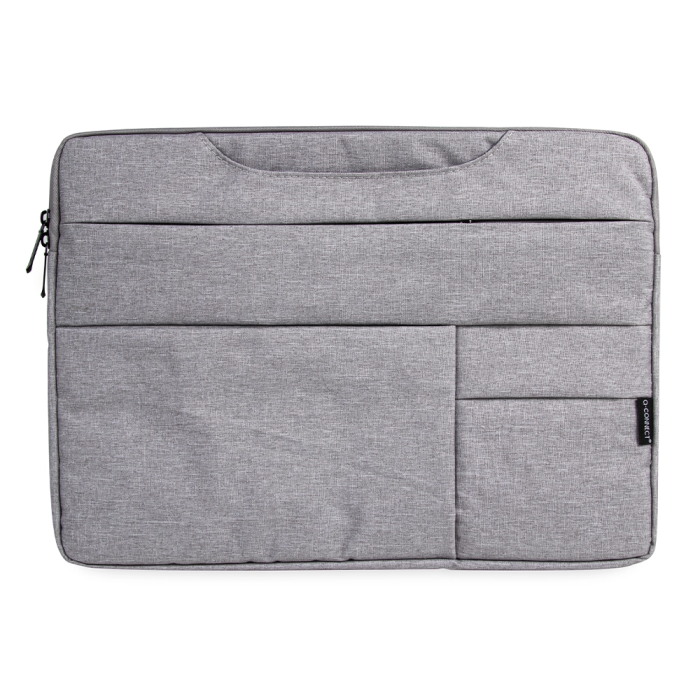 Q-connect Funda para Portátil 15,6'' con Asas Retractiles, Cremallera y 3 Bolsillos Exteriores, Gris 2