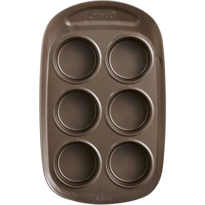 Pyrex 1452001 Molde para Muffins Redondo Acero al Carbono Antiadherente 6 Cavidades 2