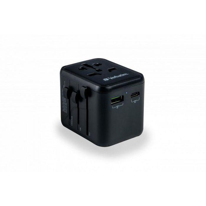 Verbatim Adaptador Universal de Viaje con 1 Puerto USB-C PD 20W y 1 Puerto USB-A Quick Charge 18W 6