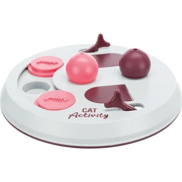 Trixie Activity Flip Board para Gatos - Juego de Inteligencia y Dispensador de Premios, Ø 23 cm, Gris claro y Rosa