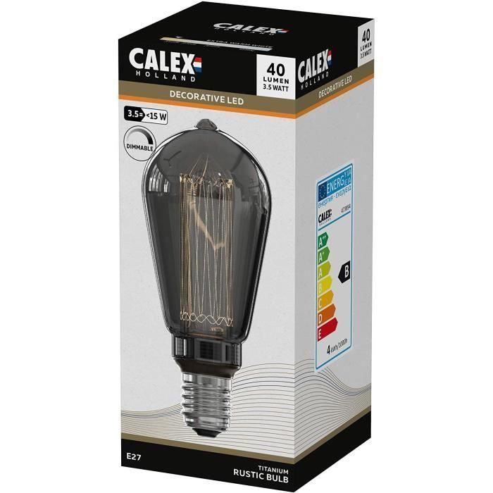 Bombilla LED E27 - CALEX - FIBRA DE VIDRIO RÚSTICA ST64 - 3,5 W - 40 lm - 2000 K - Regulable - Titanio 1 Bombilla LED E27 - CALEX - FIBRA DE VIDRIO RÚSTICA ST64 - 3,5 W - 40 lm - 2000 K - Regulable - Titanio 1