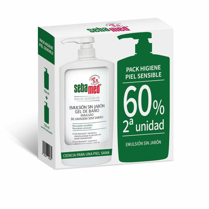 Sebamed Emulsión Sin Jabón Gel de Baño Corporal Dermatológico para Pieles Sensibles, Atópicas y con Acné 2 x 750 ml