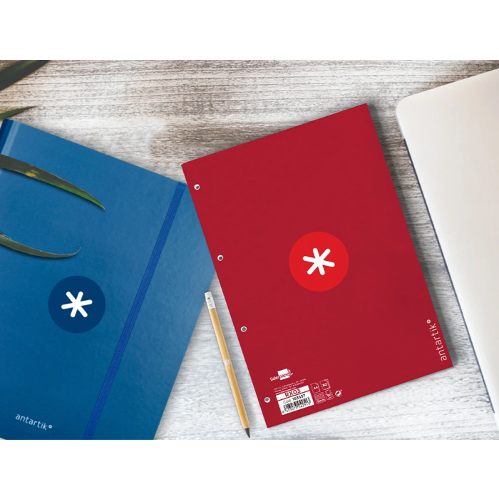 Antartik Recambio A4 80 Hojas 90gr Cuadro 5mm 4 Taladros Banda Marco Color Frambuesa 8