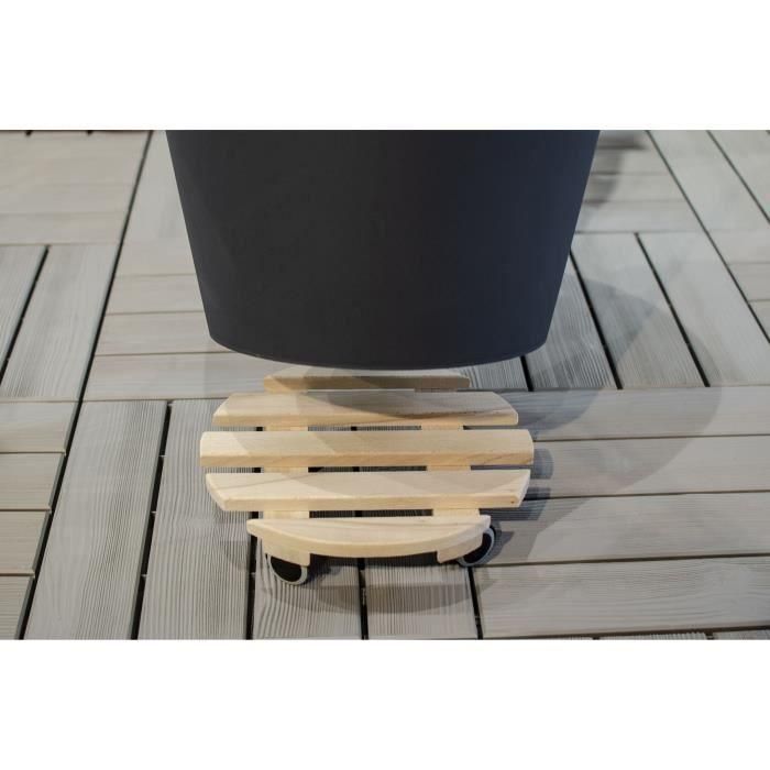 Soporte EDA sobre ruedas Ø 30 cm en madera - 4 ruedas - 30 x 30 x H.8 cm 1 Soporte EDA sobre ruedas Ø 30 cm en madera - 4 ruedas - 30 x 30 x H.8 cm 1