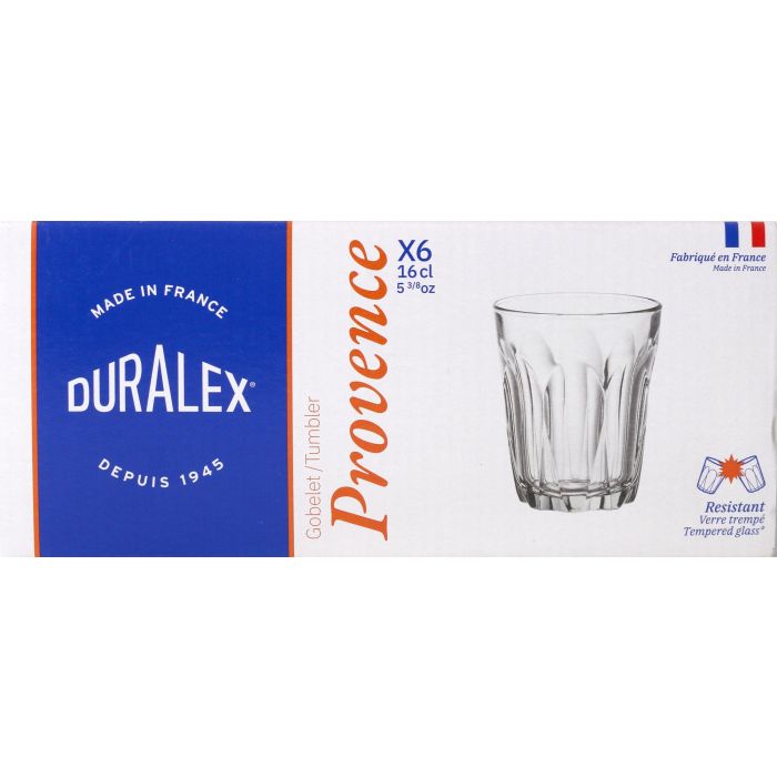 Duralex Set 6 Vasos Transparentes 16cl Provence - Conjunto de Vasos (12 Cajas) 1