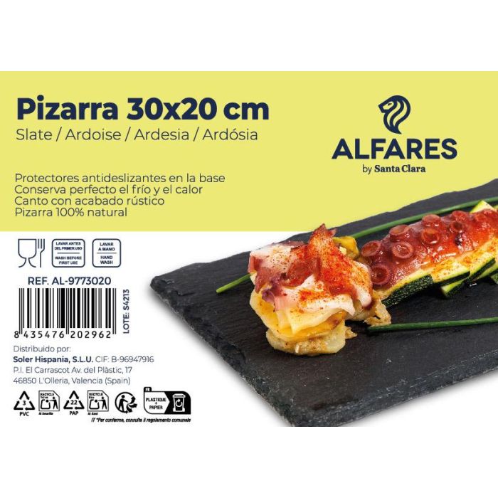 Bandeja Pizarra 30x20 cm Alfares - Santa Clara (12 Unidades) 4 Bandeja Pizarra 30x20 cm Alfares - Santa Clara (12 Unidades) 4