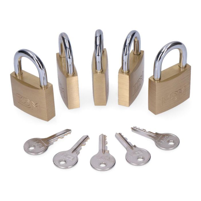 Candado de llave EDM 85245 Latón 40 x 23 mm (5 Unidades) 0 Candado de llave EDM 85245 Latón 40 x 23 mm (5 Unidades) 0