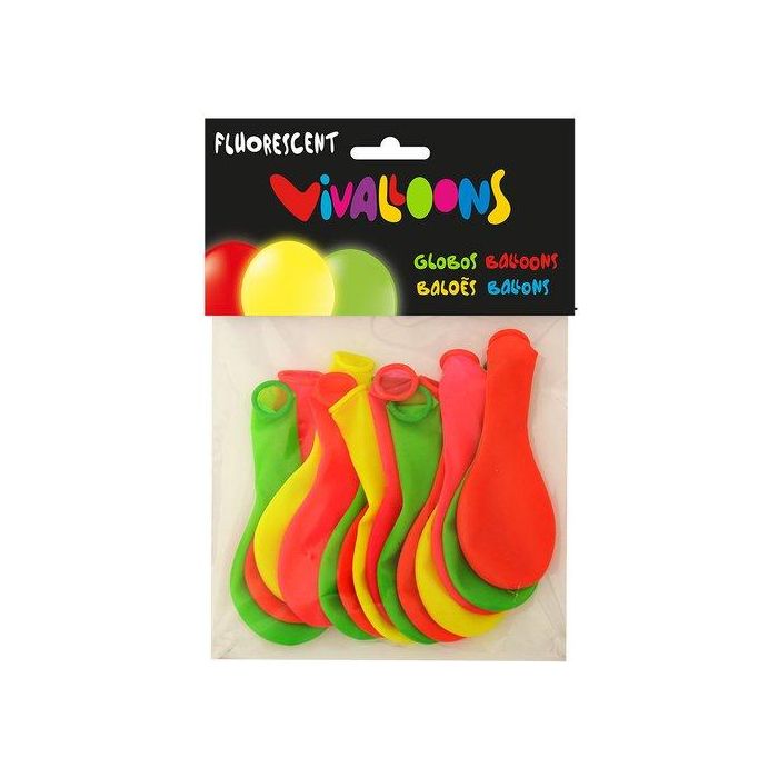 Blanca Globos 100% Látex Biodegradable Fluorescente Bolsa 15 Unidades Colores Surtidos