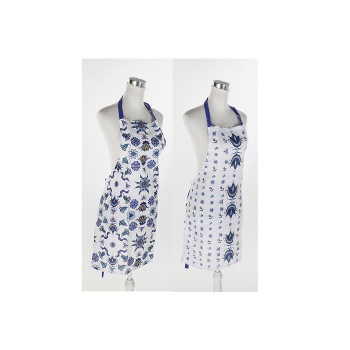 DKD Home Decor Delantal Tradicional Azul Blanco Diseño Azulejos Retro 2021 de Poliéster 80x60 cm Set de 2 1 DKD Home Decor Delantal Tradicional Azul Blanco Diseño Azulejos Retro 2021 de Poliéster 80x60 cm Set de 2 1