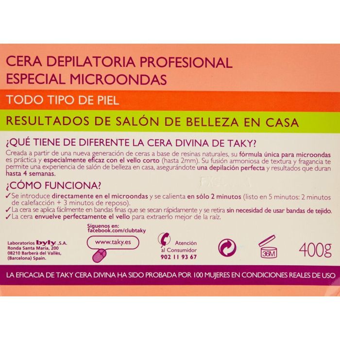 Taky Cera Divina Corporal Cera Caliente Depilatoria Uso Microondas Frutos Rojos 400g Piel Suave hasta 4 Semanas Incluye Toallitas 4 Taky Cera Divina Corporal Cera Caliente Depilatoria Uso Microondas Frutos Rojos 400g Piel Suave hasta 4 Semanas Incluye Toallitas 4
