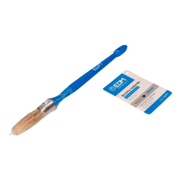 Edm Brocha redonda n°6 ø6mm con cerdas naturales para todo tipo de pinturas y barnices 1 Edm Brocha redonda n°6 ø6mm con cerdas naturales para todo tipo de pinturas y barnices 1