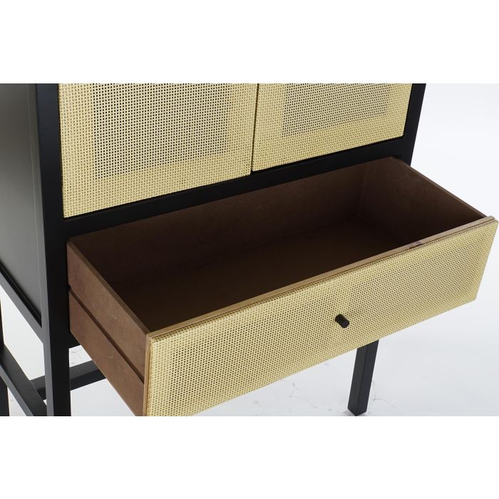 DKD Home Decor Armario Balines Negro Natural Madera Abeto Ratan 160 x 80 x 38 cm 2