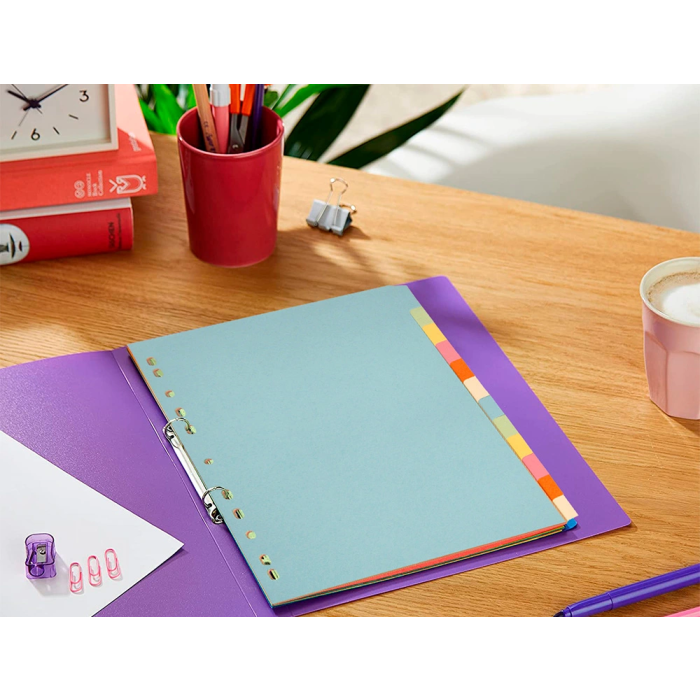 Q-connect Separadores DIN A4 Cartulina Multitaladro Juego 12 Unidades Colores Pastel Índice 9