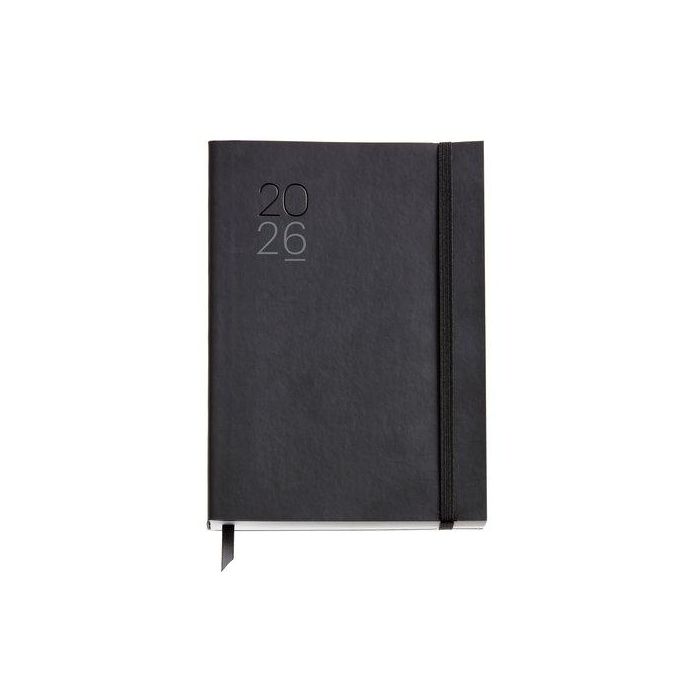 Agenda Anual (2026) Miquelrius Basic Luxor Cosida Tapa Simil Piel Con Goma Plus 155X213 D/P Negro
