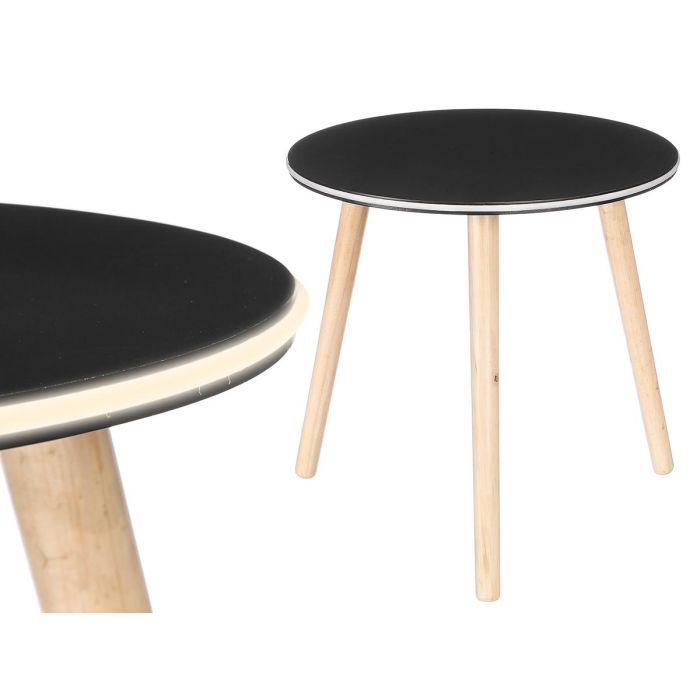 Giftdecor Mesa Auxiliar con Luz LED Negra 40x40x40 cm de Madera (Set de 6)