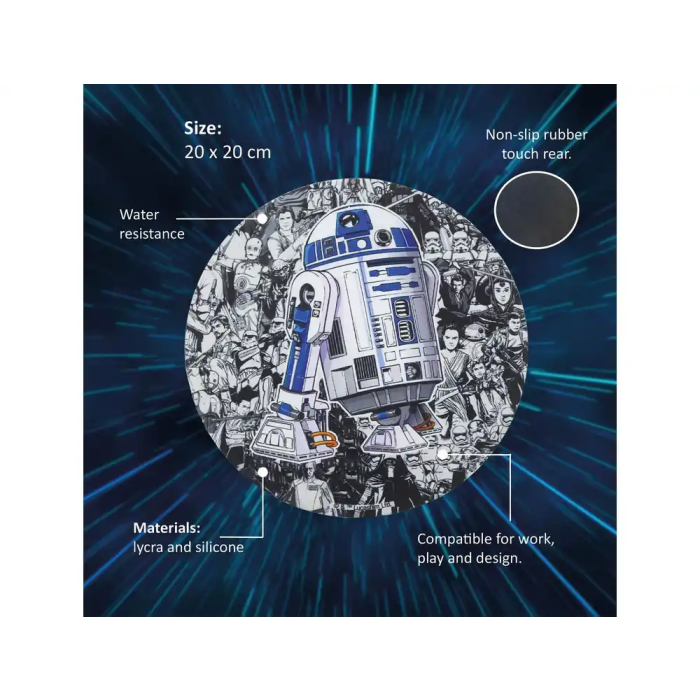 Wondee Alfombrilla de Ratón Star Wars R2D2 Redonda Antideslizante 200 mm 1