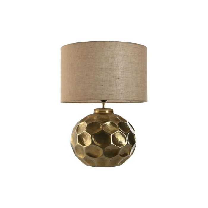 DKD Home Decor Lámpara de Sobremesa Bronce Beige de Aluminio y Poliéster, Hecha a Mano, E27, 40 x 54 x 40 cm DKD Home Decor Lámpara de Sobremesa Bronce Beige de Aluminio y Poliéster, Hecha a Mano, E27, 40 x 54 x 40 cm