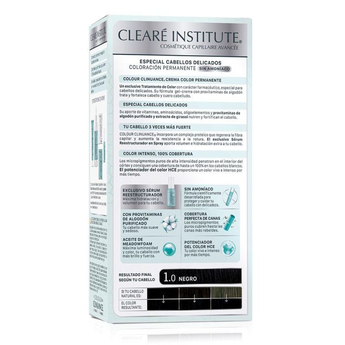Clearé Institute COLOUR CLINUANCE Cabellos Delicados #1.0-Negro Tinte Semipermanente 1U 1