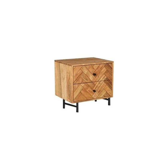 DKD Home Decor Mesita de Noche Moderna Espiga 40 x 50 x 50 cm Acacia y Metal
